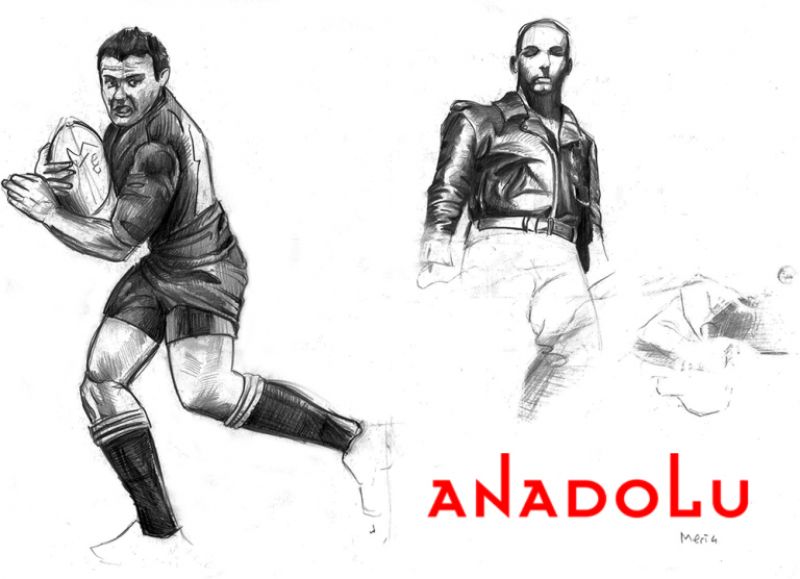 Karakalem Bez-bol Oynayan Sporcular Çukurovada