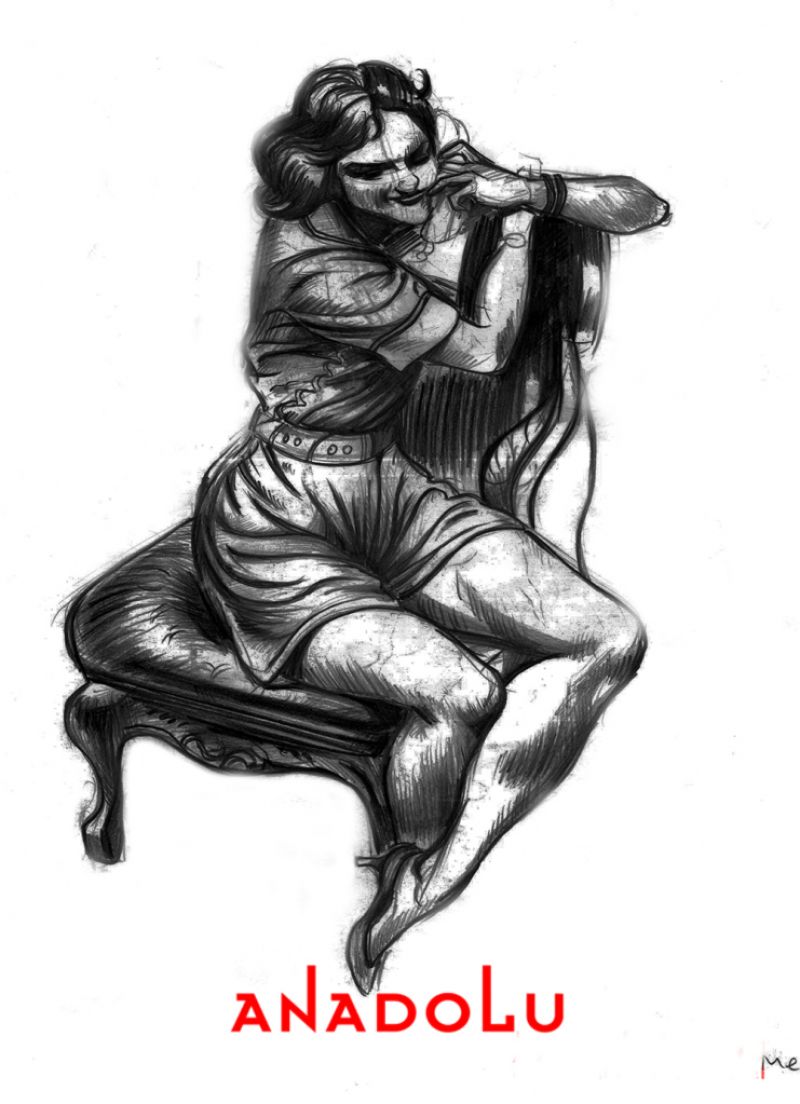 Karakalem Sandalyeden Oturan Kadın Çizimler Çukurovada