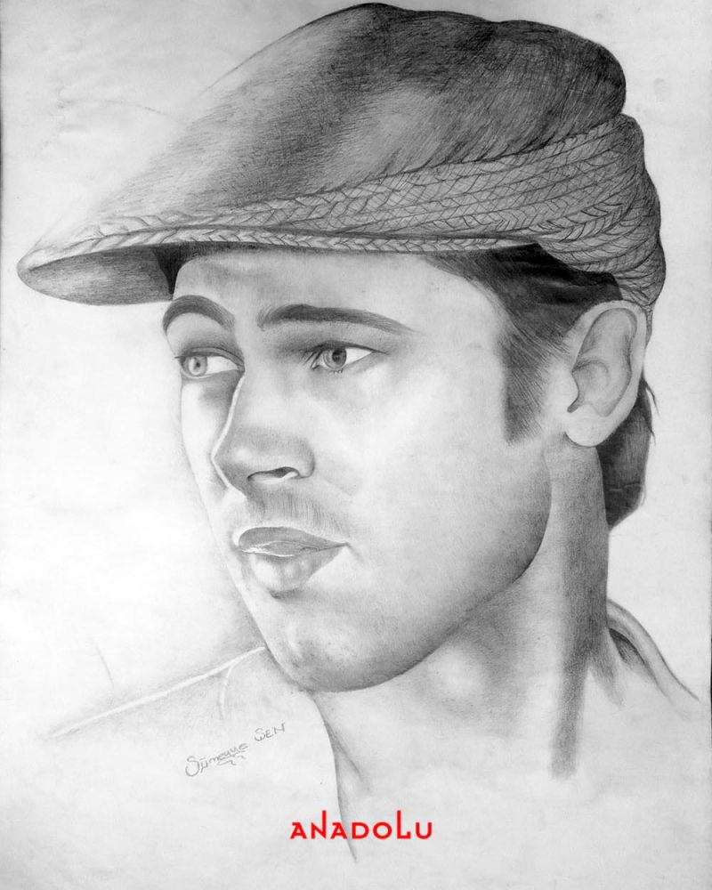 Brad Pitt Karakalem Çizimleri Çukurovada
